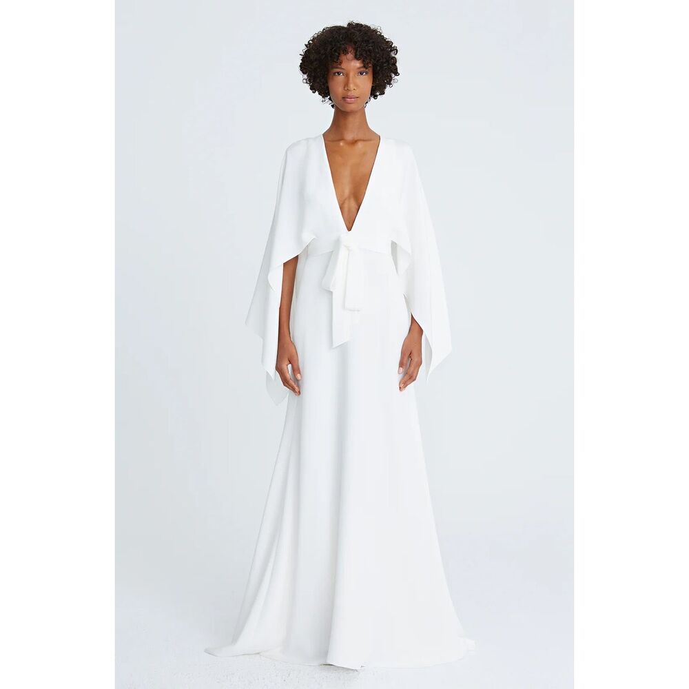 Halston Women's Isabel Crepe V-Neck Gown US 6 $1395